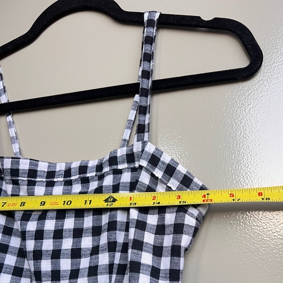Black White Gingham Mini Sundress S Cottagecore Strappy Casual Beach Streetwear - Picture 4 of 9